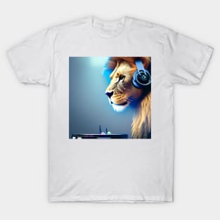 A Lion Dj Wearing A Pair Of Headphones T-Shirt